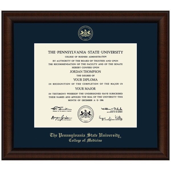 #140 Penn State College of Medicine diploma frame Lenox (Walnut)